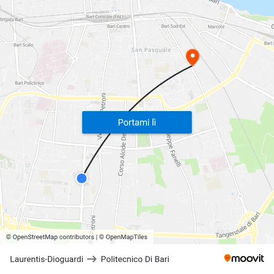 Laurentis-Dioguardi to Politecnico Di Bari map