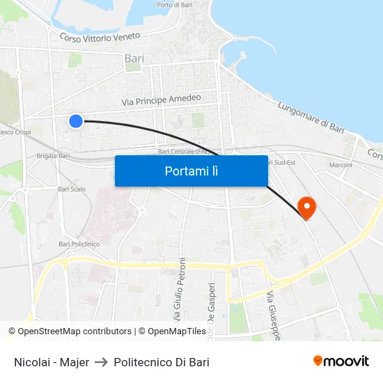 Nicolai - Majer to Politecnico Di Bari map