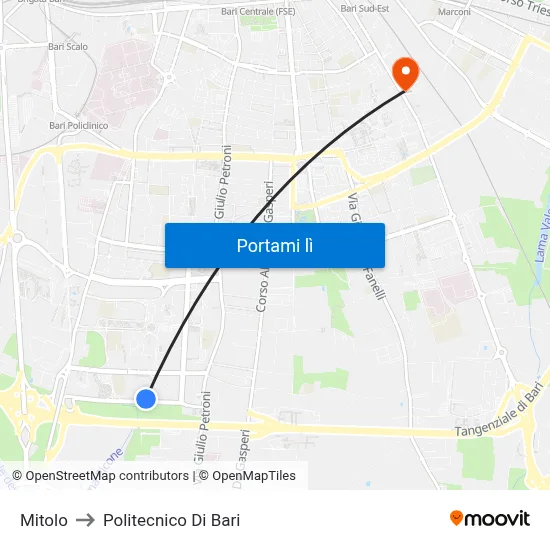 Mitolo to Politecnico Di Bari map