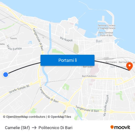 Camelie (Skf) to Politecnico Di Bari map