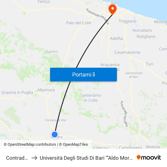 Contrada La Vaglia to Università Degli Studi Di Bari ""Aldo Moro"" - Facoltà Di Economia E Commercio map