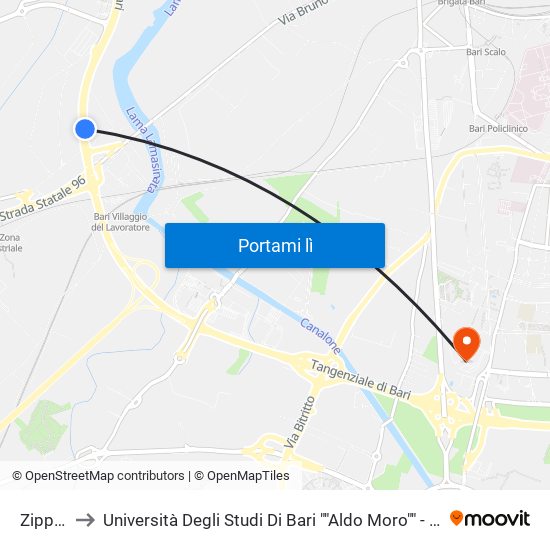 Zippitelli III to Università Degli Studi Di Bari ""Aldo Moro"" - Facoltà Di Economia E Commercio map