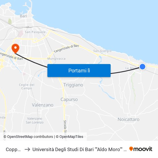 Coppa Di Bari to Università Degli Studi Di Bari ""Aldo Moro"" - Facoltà Di Economia E Commercio map