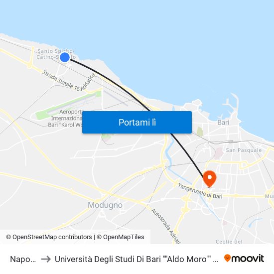 Napoli-Roma to Università Degli Studi Di Bari ""Aldo Moro"" - Facoltà Di Economia E Commercio map