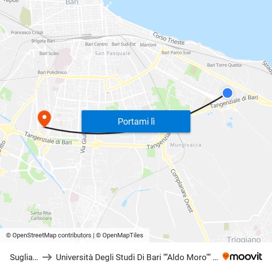 Suglia(Parco) to Università Degli Studi Di Bari ""Aldo Moro"" - Facoltà Di Economia E Commercio map