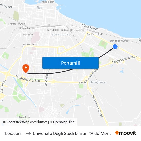 Loiacono-Aquilino to Università Degli Studi Di Bari ""Aldo Moro"" - Facoltà Di Economia E Commercio map