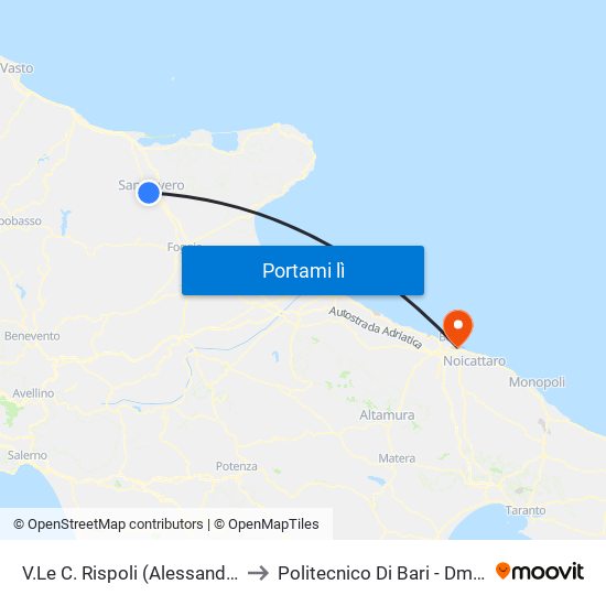 V.Le C. Rispoli (Alessandrini) to Politecnico Di Bari - Dmmm map