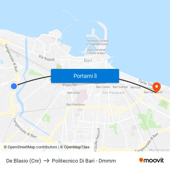 De Blasio (Cnr) to Politecnico Di Bari - Dmmm map