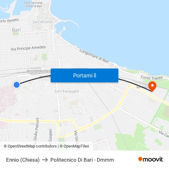 Ennio  (Chiesa) to Politecnico Di Bari - Dmmm map