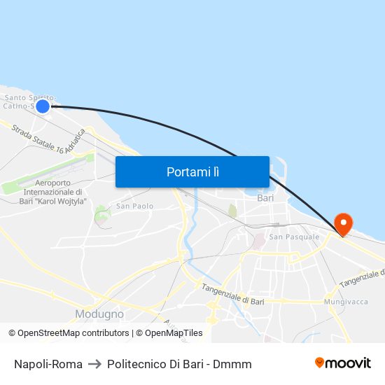 Napoli-Roma to Politecnico Di Bari - Dmmm map