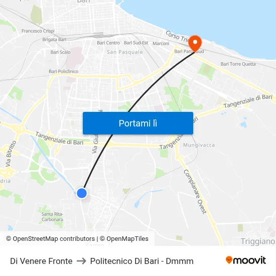 Di Venere Fronte to Politecnico Di Bari - Dmmm map