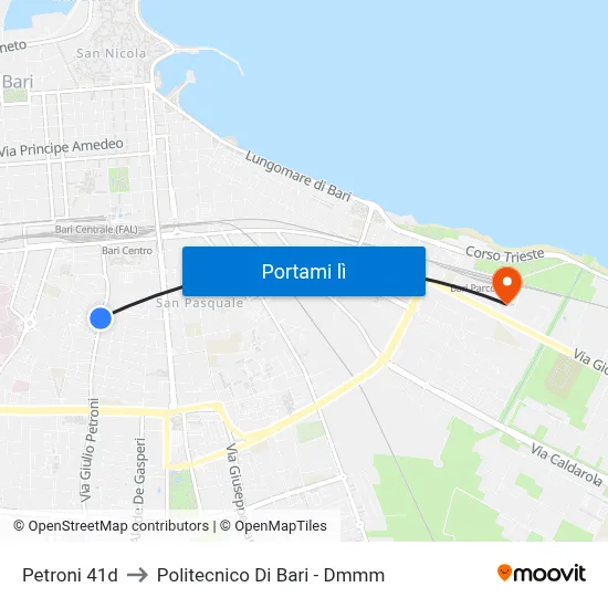 Petroni 41d to Politecnico Di Bari - Dmmm map