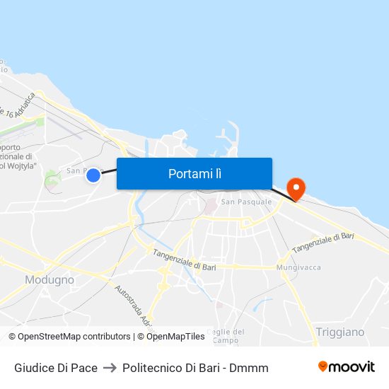 Giudice Di Pace to Politecnico Di Bari - Dmmm map