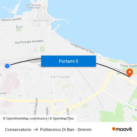 Conservatorio to Politecnico Di Bari - Dmmm map