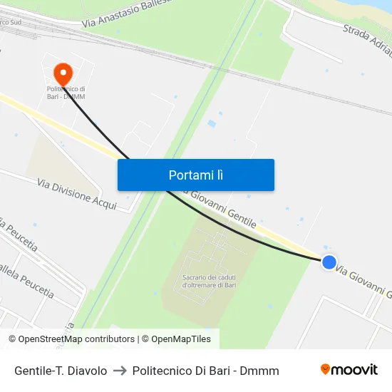 Gentile-T. Diavolo to Politecnico Di Bari - Dmmm map