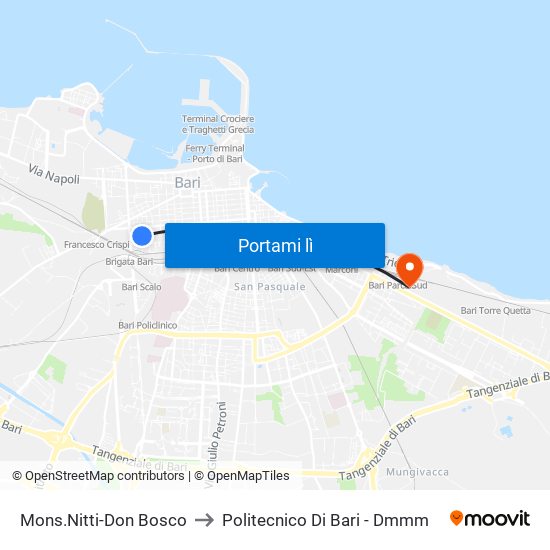 Mons.Nitti-Don Bosco to Politecnico Di Bari - Dmmm map