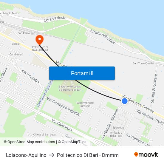 Loiacono-Aquilino to Politecnico Di Bari - Dmmm map