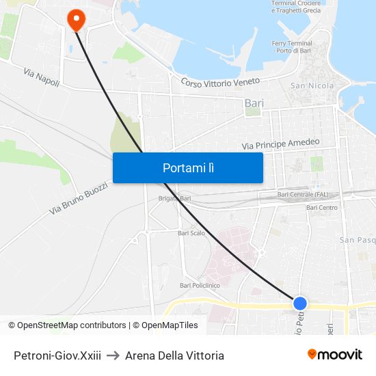 Petroni-Giov.Xxiii to Arena Della Vittoria map