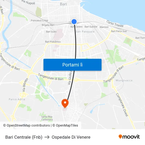 Bari Centrale (Fnb) to Ospedale Di Venere map