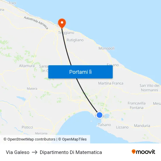 Via Galeso to Dipartimento Di Matematica map