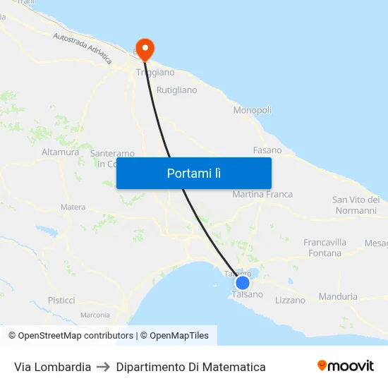 Via Lombardia to Dipartimento Di Matematica map