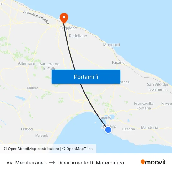 Via Mediterraneo to Dipartimento Di Matematica map