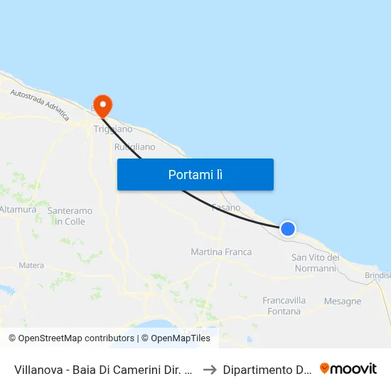 Villanova - Baia Di Camerini Dir. Via Consolato Veneziano to Dipartimento Di Matematica map