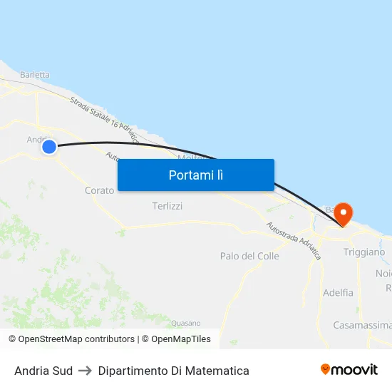 Andria Sud to Dipartimento Di Matematica map