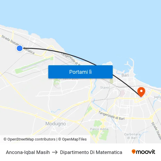 Ancona-Iqbal Masih to Dipartimento Di Matematica map