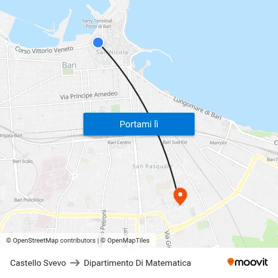 Castello Svevo to Dipartimento Di Matematica map