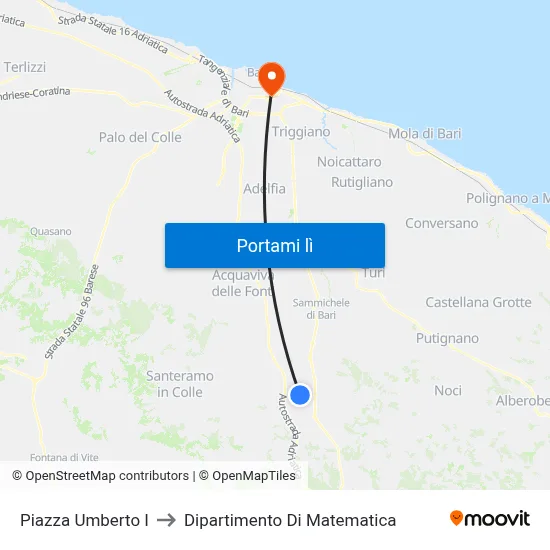 Piazza Umberto I to Dipartimento Di Matematica map