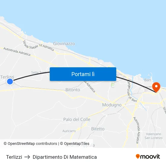 Terlizzi to Dipartimento Di Matematica map