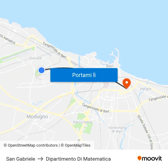 San Gabriele to Dipartimento Di Matematica map