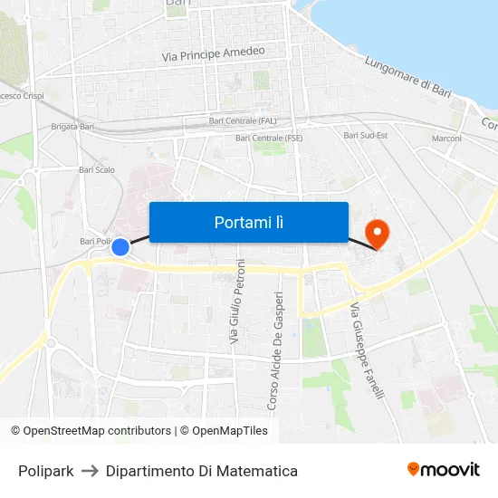 Polipark to Dipartimento Di Matematica map