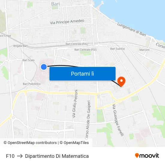 F10 to Dipartimento Di Matematica map