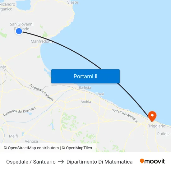 Ospedale / Santuario to Dipartimento Di Matematica map