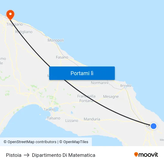 Pistoia to Dipartimento Di Matematica map
