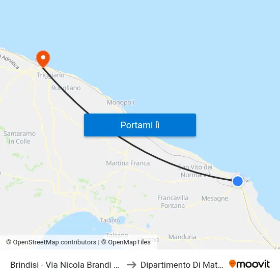 Brindisi - Via Nicola Brandi Dir. Casale to Dipartimento Di Matematica map