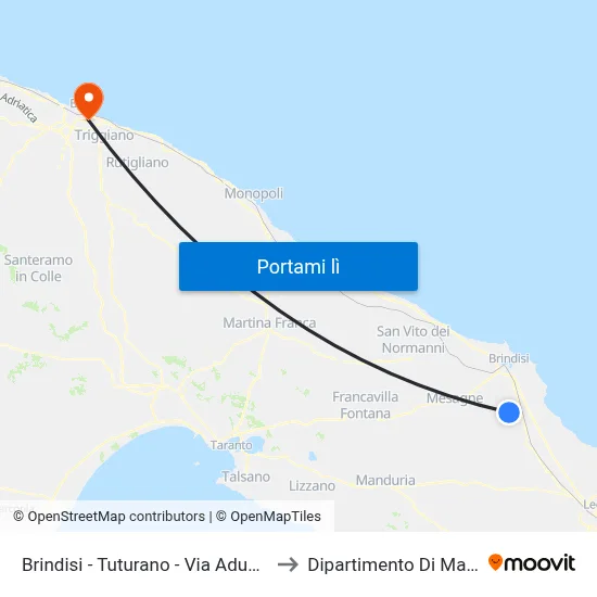 Brindisi - Tuturano - Via Adua - Capolinea to Dipartimento Di Matematica map