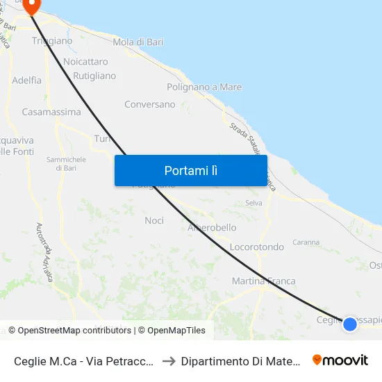Ceglie M.Ca - Via Petracca N°50 to Dipartimento Di Matematica map