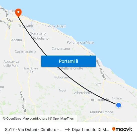 Sp17 - Via Ostuni - Cimitero - Dir. Cisternino to Dipartimento Di Matematica map