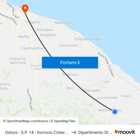 Ostuni - S.P. 14 - Incrocio Cisternino- Direzione Ostuni to Dipartimento Di Matematica map