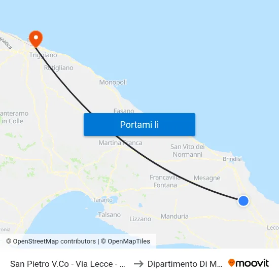 San Pietro V.Co - Via Lecce - Ospedale Civile to Dipartimento Di Matematica map