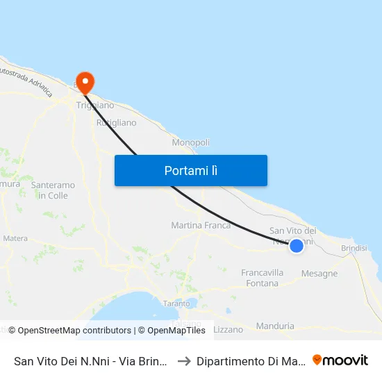 San Vito Dei N.Nni - Via Brindisi - Penny1 to Dipartimento Di Matematica map