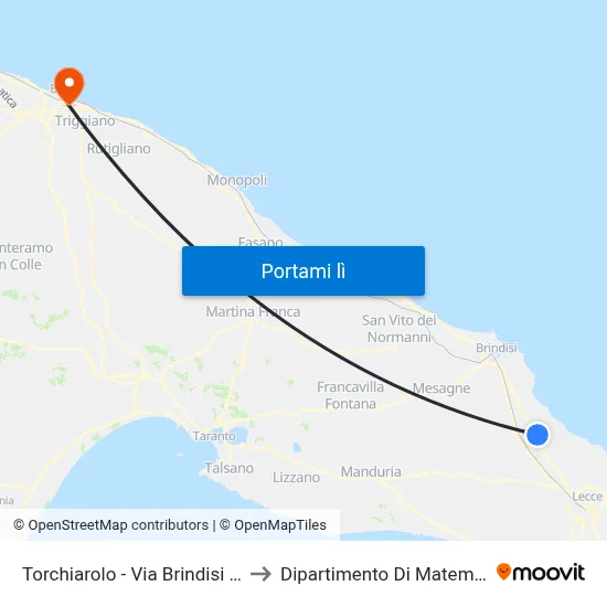 Torchiarolo - Via Brindisi N°54 to Dipartimento Di Matematica map