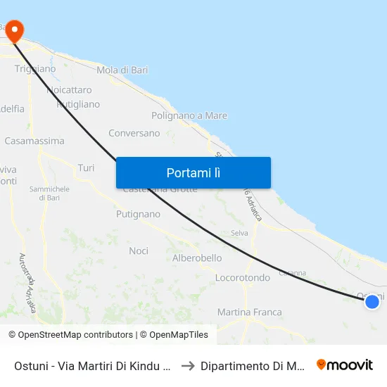 Ostuni - Via Martiri Di Kindu Ang. Via Diaz to Dipartimento Di Matematica map
