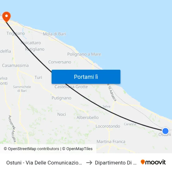 Ostuni - Via Delle Comunicazioni Ang. Via Stazione to Dipartimento Di Matematica map