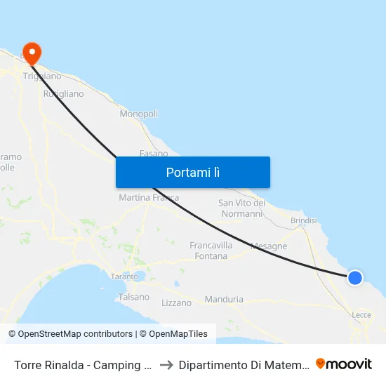 Torre Rinalda - Camping Dir Br to Dipartimento Di Matematica map