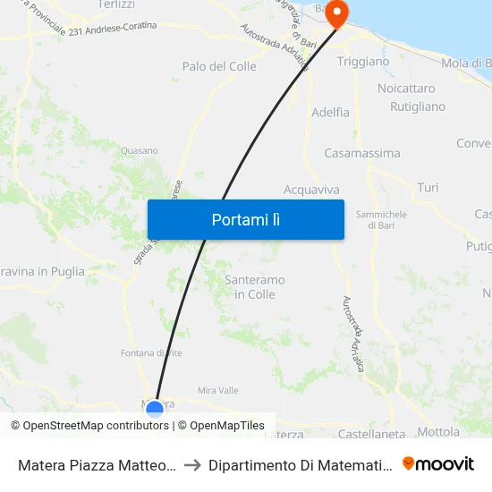 Matera Piazza Matteotti to Dipartimento Di Matematica map