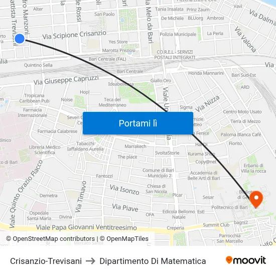 Crisanzio-Trevisani to Dipartimento Di Matematica map